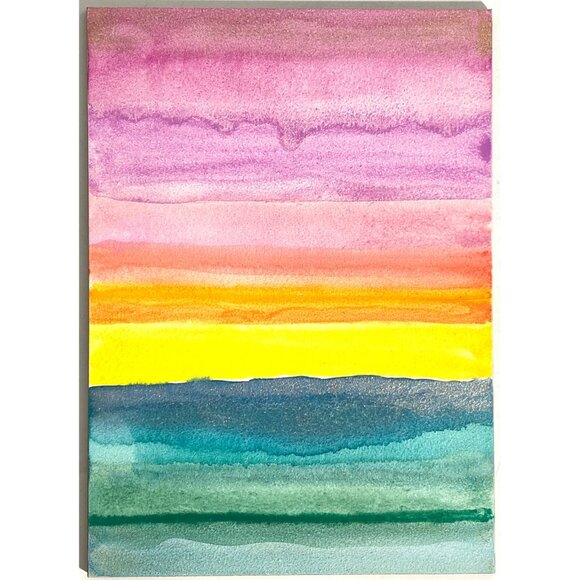 Art Original Sunset Dreams Watercolor Mixed Media Painting on 5x7in AquaBord - Picture 5 of 5